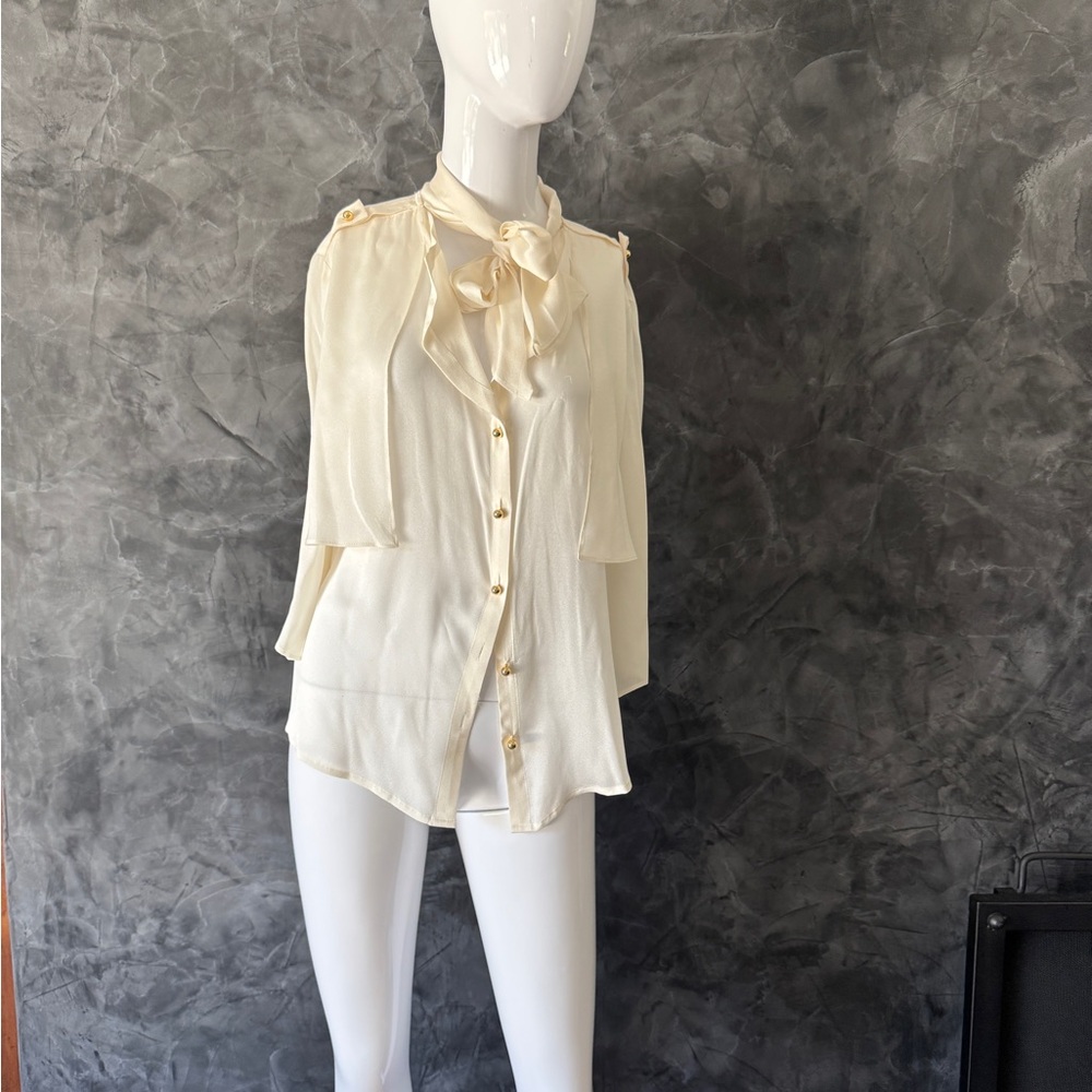 Escada Multicolored Ruffled 3/4 Sleeve Blouse